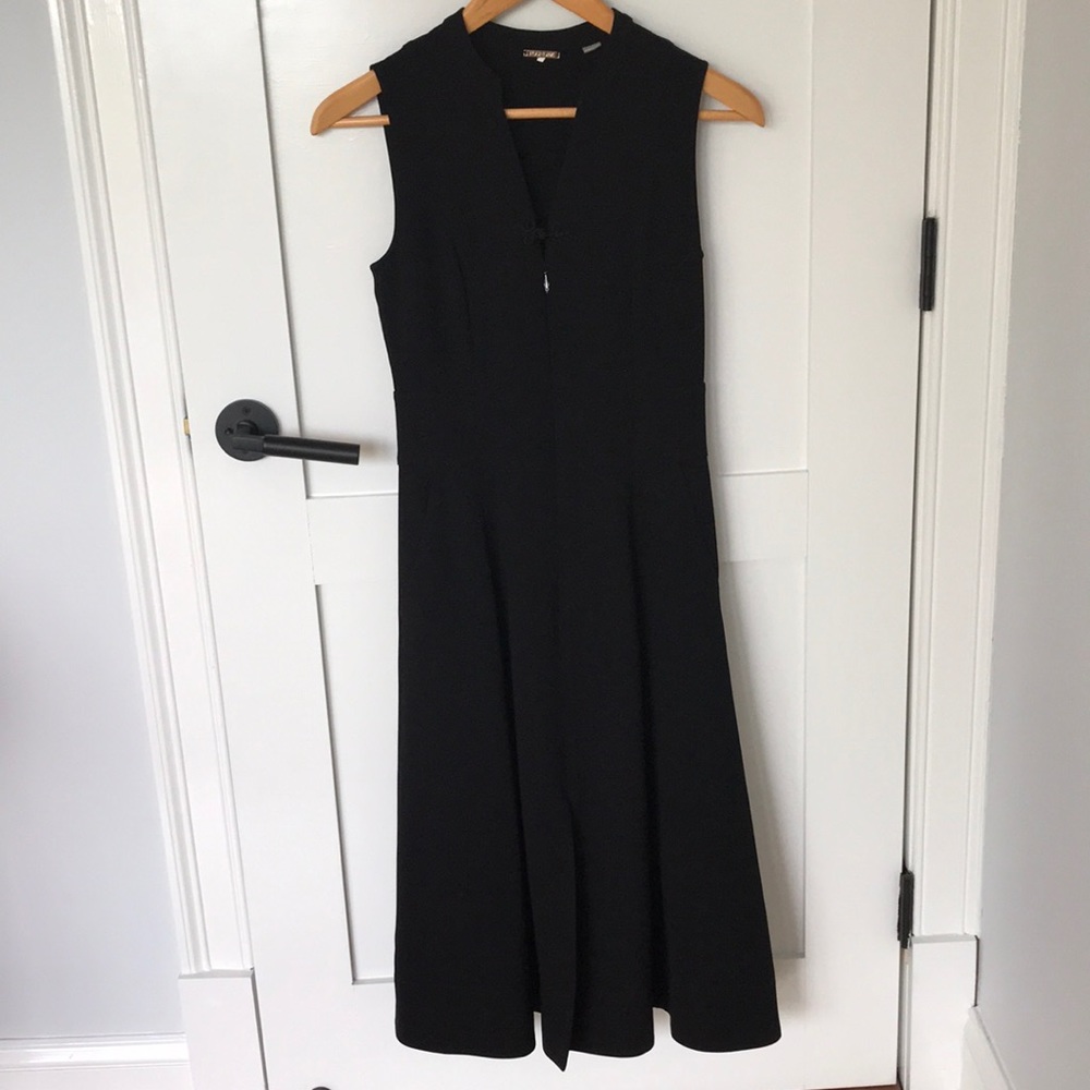 Foundre Black Zip Front Fit + Flare Dress Sz 2
